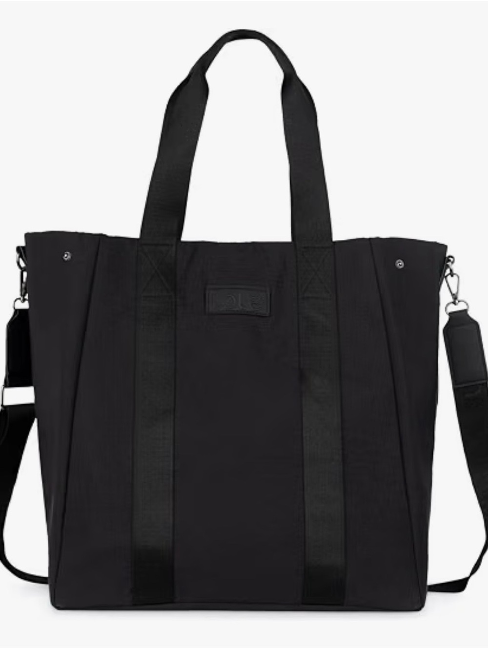 Lole Black Nylon Tote with Leather-Trim Straps and Logo Patch